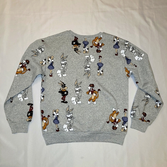 WB Sweatshirt Juniors Small Looney Tunes 100 Year Sweater Gray With Characters - Picture 2 of 8